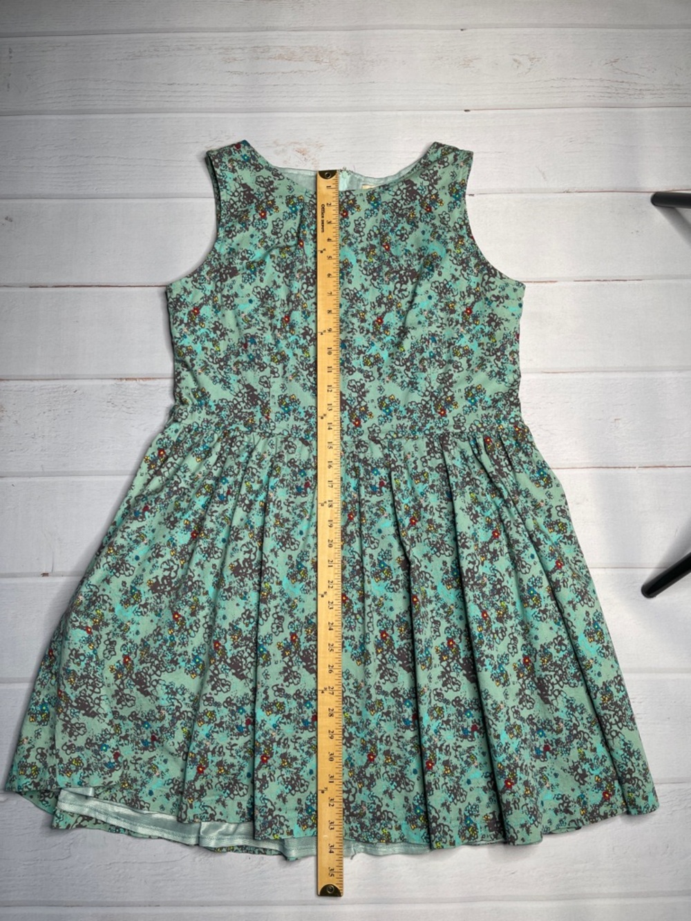 Lindy Bop 2XL Dress Fit Flare Floral Green Flowers Abstract Sleeveless Gathers - Picture 13 of 15